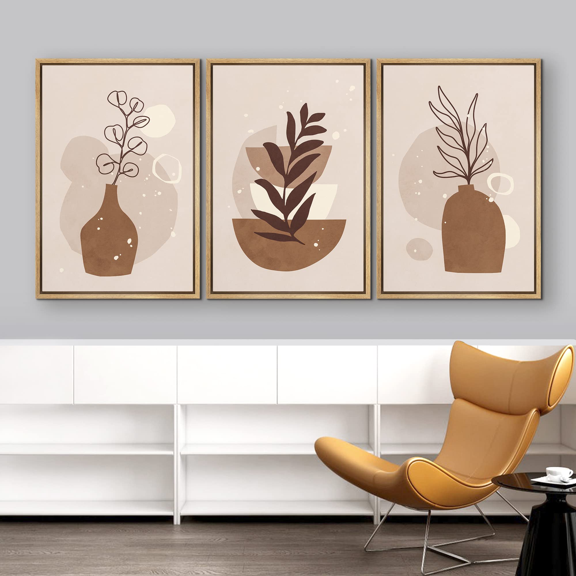 Amazon.com: NWT Framed Canvas Print Wall Art Set Mid-Century